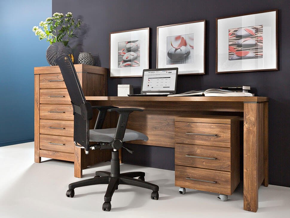 GENT BRW Home Office BLACK RED WHITE Furniture Set-Stirling Oak