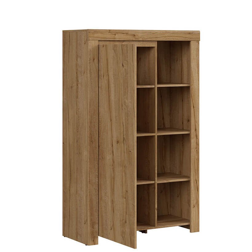 HOLTEN BRW REG1D/150 1 Door Low BLACK RED WHITE Bookcase-Waterford Oak