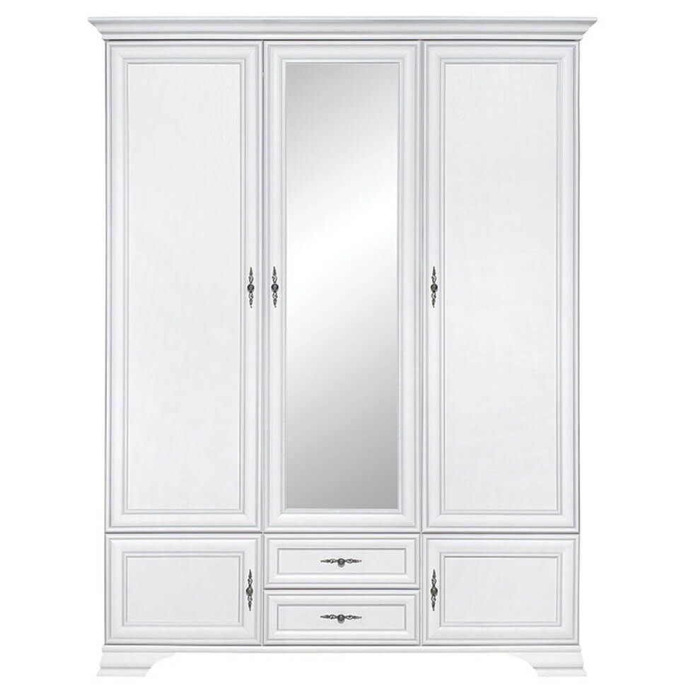 IDENTO BRW SZF5D2S 2 Drawer 5 Door Mirrored BLACK RED WHITE Wardrobe-White