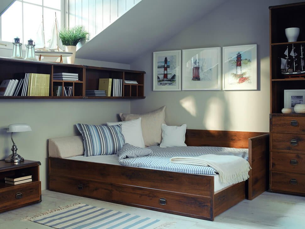 INDIANA BRW Bedroom BLACK RED WHITE Furniture Set-Sutter Oak
