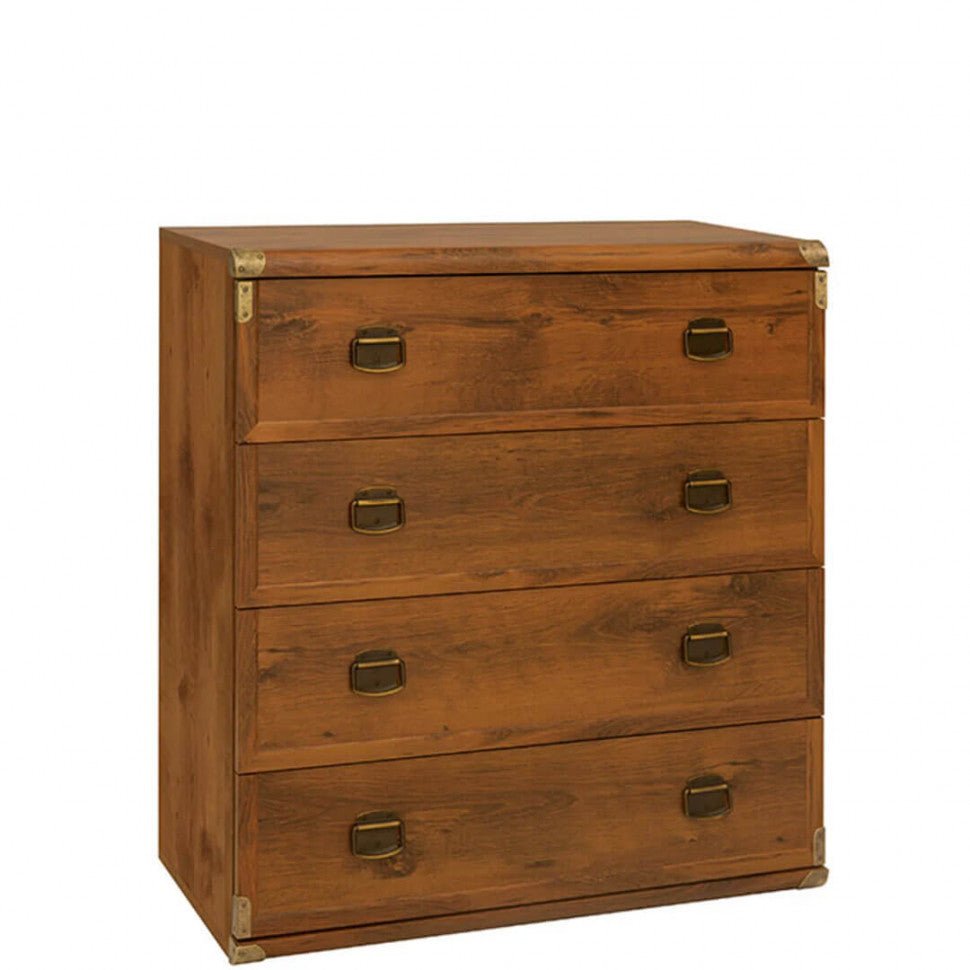 INDIANA BRW JKOM4S/80 4 Drawer BLACK RED WHITE Chest of Drawers-Sutter Oak