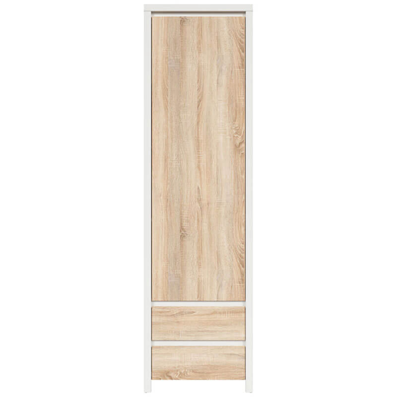 KASPIAN BRW REG1D2S 1 Door 2 Drawer Tall BLACK RED WHITE Cabinet-White / Sonoma Oak