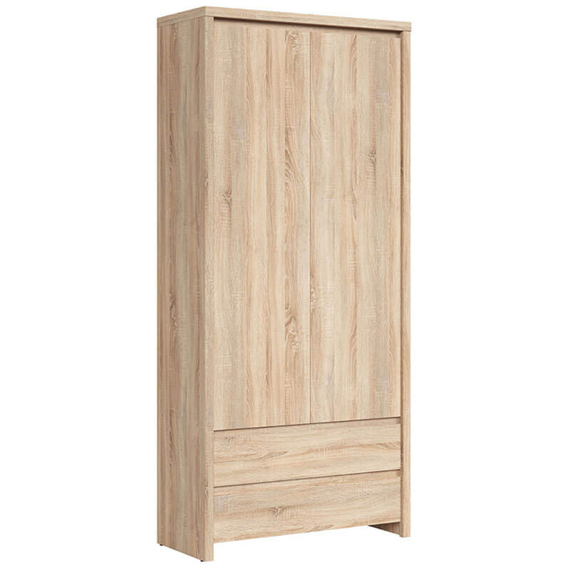 KASPIAN BRW REG2D2S 2 Door 2 Drawer Tall BLACK RED WHITE Cabinet-Sonoma Oak