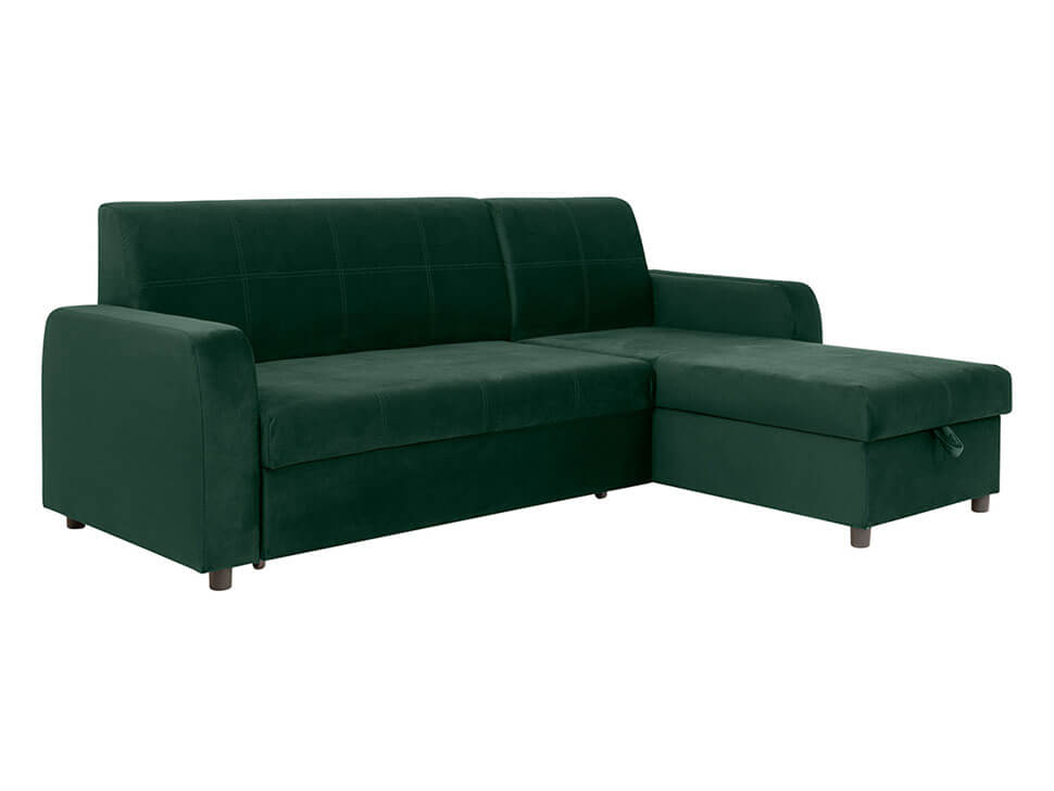 KIRSTEN IV 2F.URCBK BRW Green Corner Fold Out with Storage BLACK RED WHITE Upholstered Sofa Bed-Bluvel 78 Green