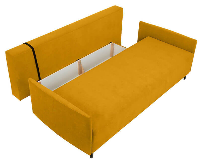 LOGAN LUX 3DL BRW Yellow 3 Seater Fold Out Straight BLACK RED WHITE Upholstered Sofa Bed-Mavel 68 Yellow