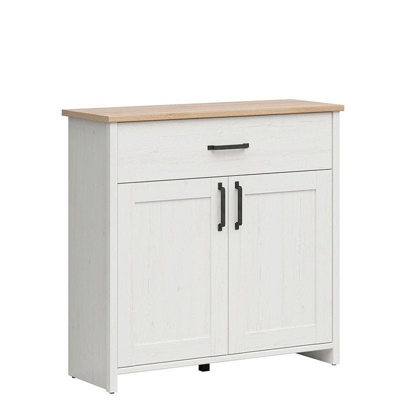 LOKSA BRW KOM2D1S 1 Drawer 2 Door BLACK RED WHITE Cabinet-Andersen White Pine / Grandson Oak
