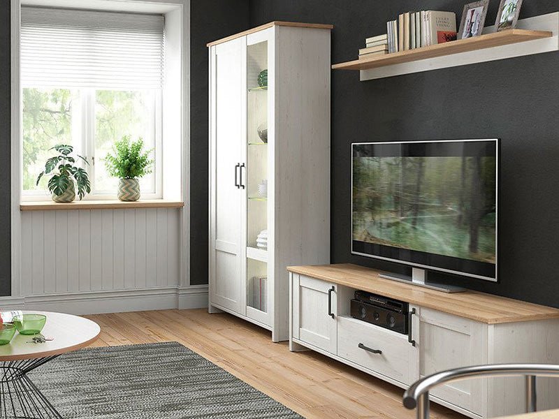 LOKSA BRW Living Room LED BLACK RED WHITE Furniture Set-Andersen White Pine / Grandson Oak
