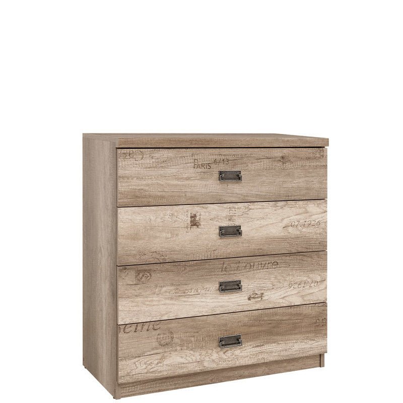 MALCOLM BRW KOM4S/80 5 Drawer BLACK RED WHITE Chest of Drawers-Canyon Monument Oak
