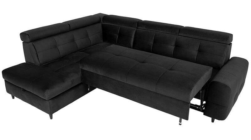 MATRAS RECBK.2F BRW Black Corner Fold Out Left BLACK RED WHITE Upholstered Sofa Bed-Terra_EC 99 Black