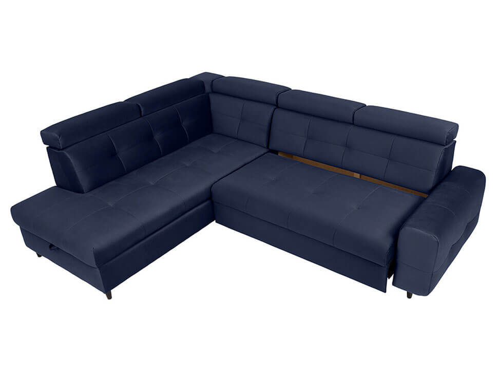 MATRAS RECBK.2F BRW Blue Corner Fold Out Left BLACK RED WHITE Upholstered Sofa Bed-Solar 79 Blue