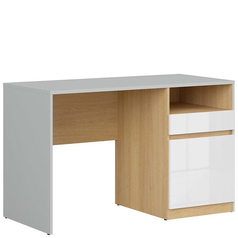 NANDU BRW BIU1D1S 1 Door 1 Drawer High Gloss BLACK RED WHITE Desk-Light Grey / Polish Oak / White Gloss