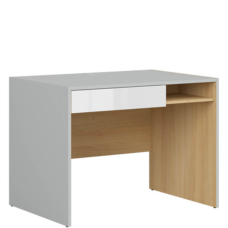 NANDU BRW BIU1S 1 Drawer High Gloss BLACK RED WHITE Desk-Light Grey / Polish Oak / White Gloss