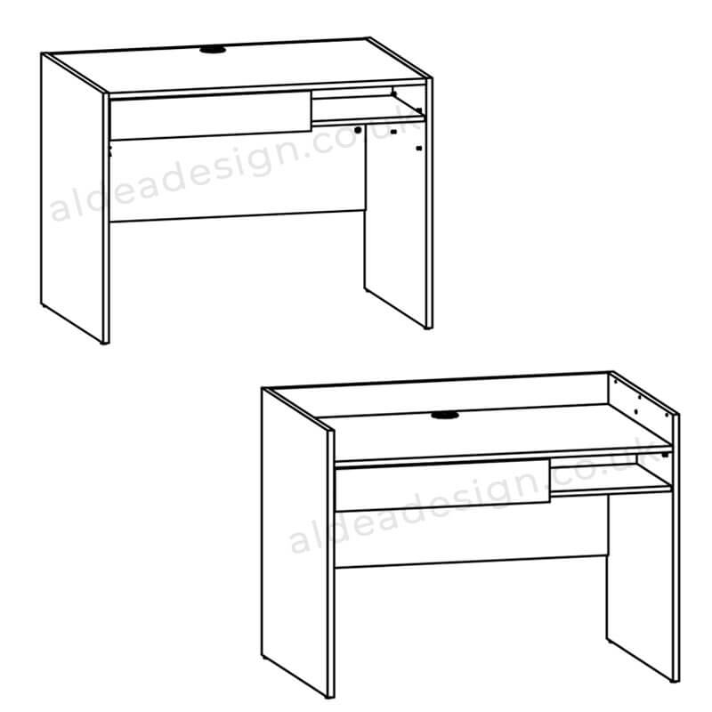 NANDU BRW BIU1S/NAD 1 Drawer High Gloss BLACK RED WHITE Desk-Light Grey / Polish Oak / White Gloss