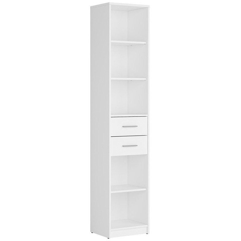 NEPO PLUS BRW REG2S/40 2 Drawer Tall BLACK RED WHITE Bookcase-White