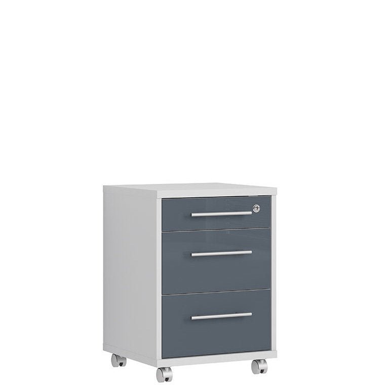 OFFICE LUX BRW KON3S 3 Drawer Filing Lockable BLACK RED WHITE Cabinet-Light Grey / Graphite