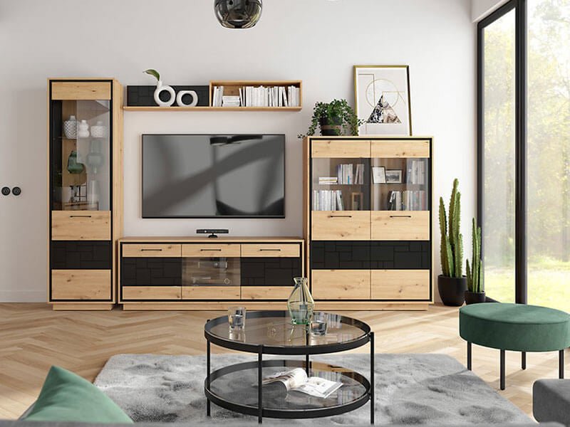 PONT BRW Living Room BLACK RED WHITE Furniture Set-Artisan Oak / Black
