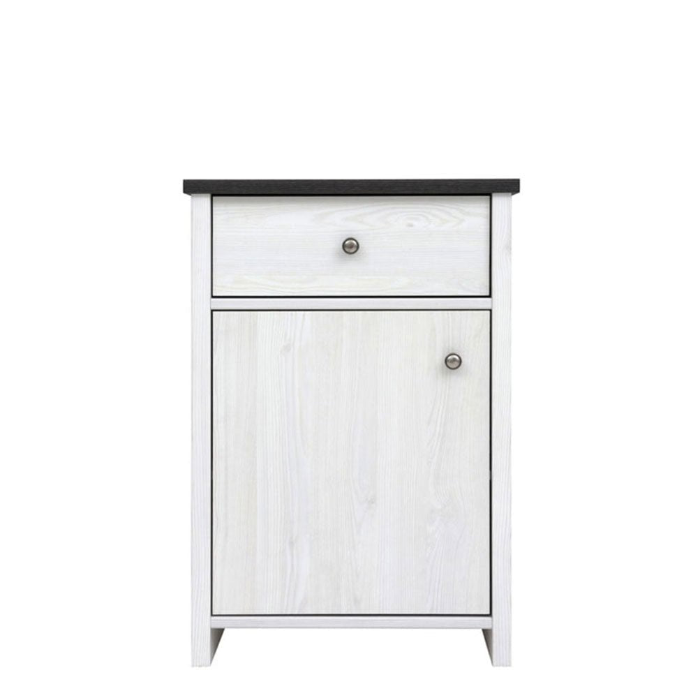 PORTO BRW KOM1D1S 1 Door 1 Drawer BLACK RED WHITE Cabinet-Sibiu Light Larch / Larico Pine