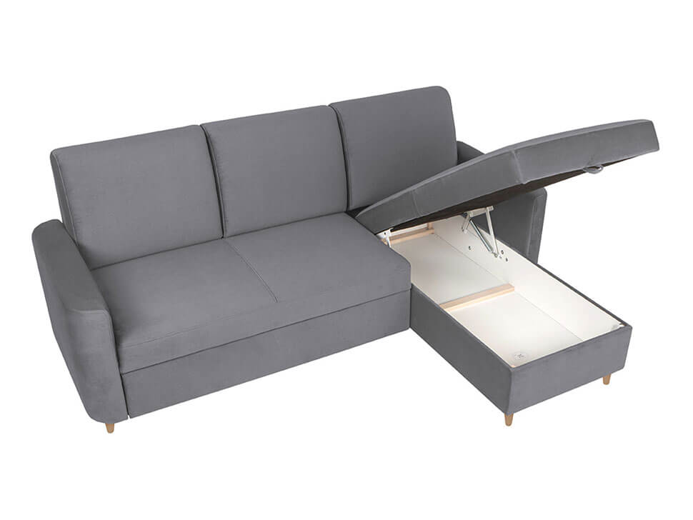 RISTEN 2F.URCBK BRW Grey Corner Fold Out Storage BLACK RED WHITE Upholstered Sofa Bed-Element 03 Grey
