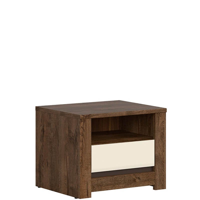 RUSO BRW KOM1S 1 Door High Gloss BLACK RED WHITE Bedside Table-April Oak / Pearl Gloss