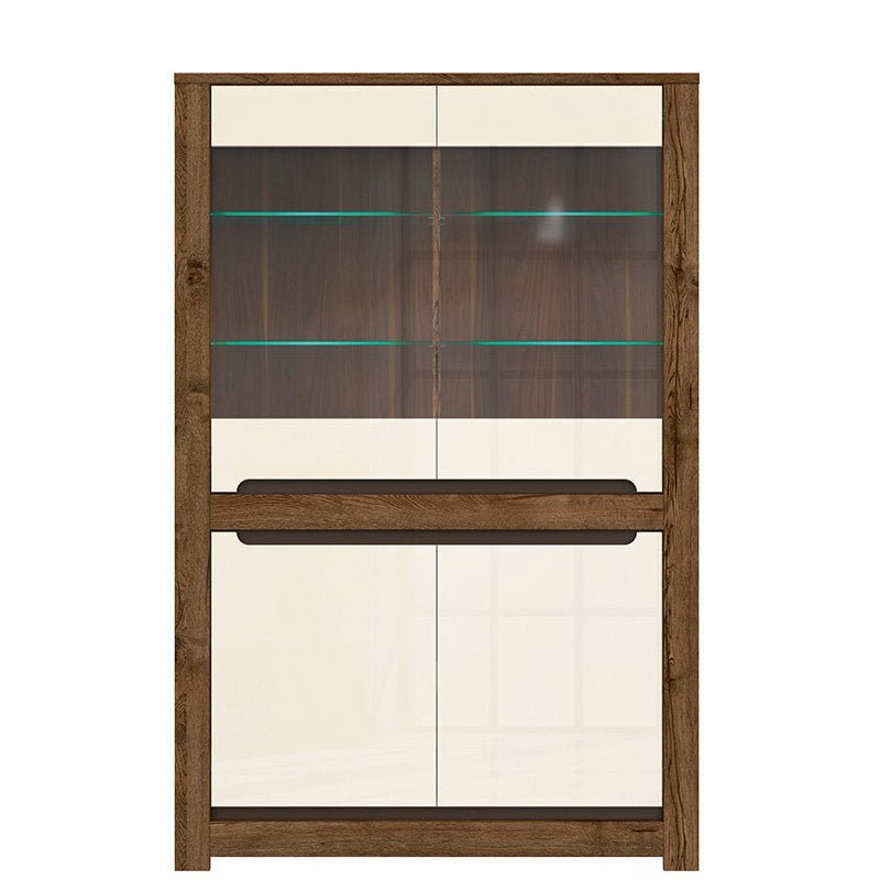 RUSO BRW REG2W2D 4 Door Glass Fronted High Gloss BLACK RED WHITE Display Cabinet-April Oak / Pearl Gloss