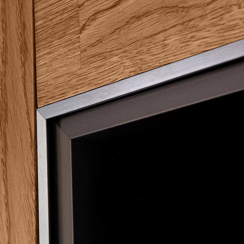 SAWIRA BRW REG2D1W 3 Door Glass Fronted LED BLACK RED WHITE Display Cabinet-Butcherblock Oak / Stain Oak Varnish