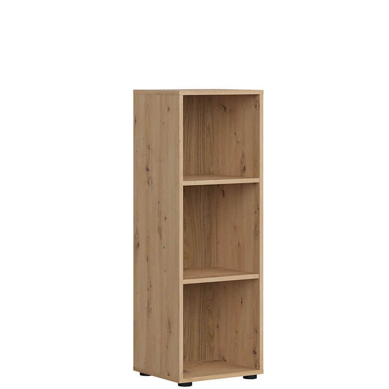 SPACE OFFICE BRW REG/120 Low BLACK RED WHITE Bookcase-Artisan Oak