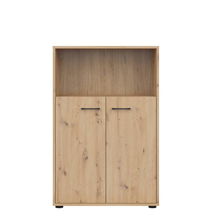 SPACE OFFICE BRW REG2D/120 2 Door BLACK RED WHITE Cabinet-Artisan Oak