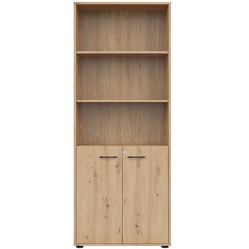 SPACE OFFICE BRW REG2D/200/Z 2 Door Lockable Tall BLACK RED WHITE Bookcase-Artisan Oak