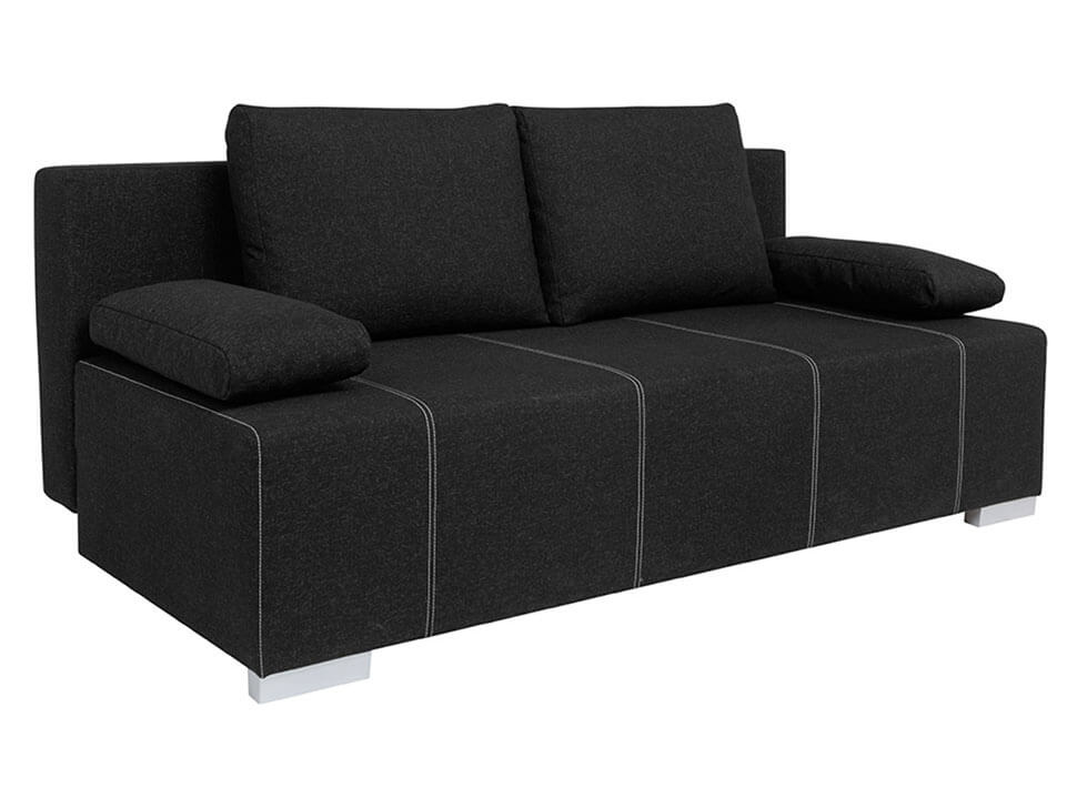 STREET LUX 3DL BRW Black 3 Seater Fold Out Storage BLACK RED WHITE Upholstered Sofa Bed-Denver 21 Black