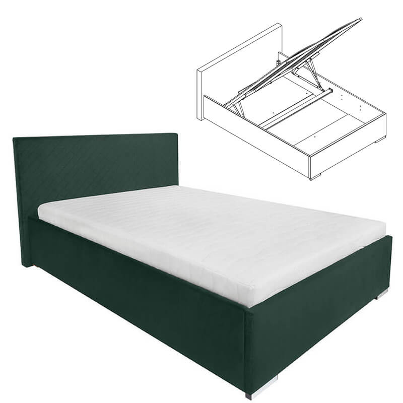 SYNTIA III BRW 140 Ergo Space Green Double Lift Up Storage BLACK RED WHITE Upholstered Bed-Kronoskaro 14 Green
