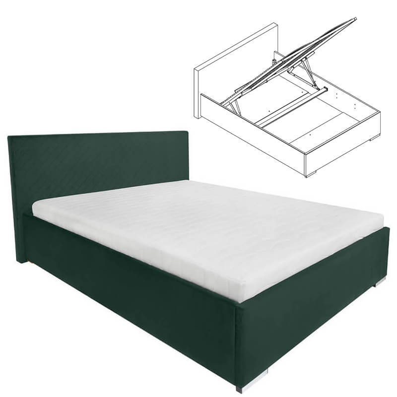 SYNTIA III BRW 160 Ergo Space Green King Size Lift Up Storage BLACK RED WHITE Upholstered Bed-Kronoskaro 14 Green
