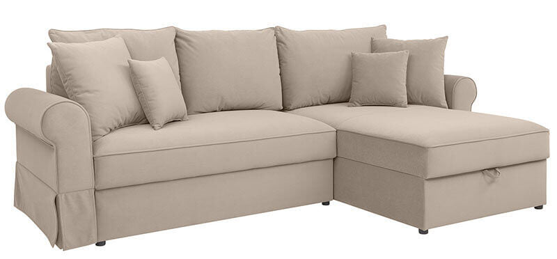 ZOYA LUX 2DL.URCBK BRW Beige Corner Fold Out Storage BLACK RED WHITE Upholstered Sofa Bed-Modone 9702 Beige