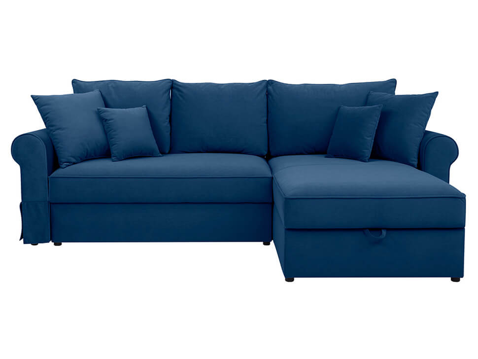 ZOYA LUX 2DL.URCBK BRW Blue Corner Fold Out Storage BLACK RED WHITE Upholstered Sofa Bed-Mavel 86 Blue