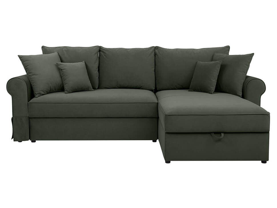 ZOYA LUX 2DL.URCBK BRW Green Corner Fold Out Storage BLACK RED WHITE Upholstered Sofa Bed-Mavel 78 Green