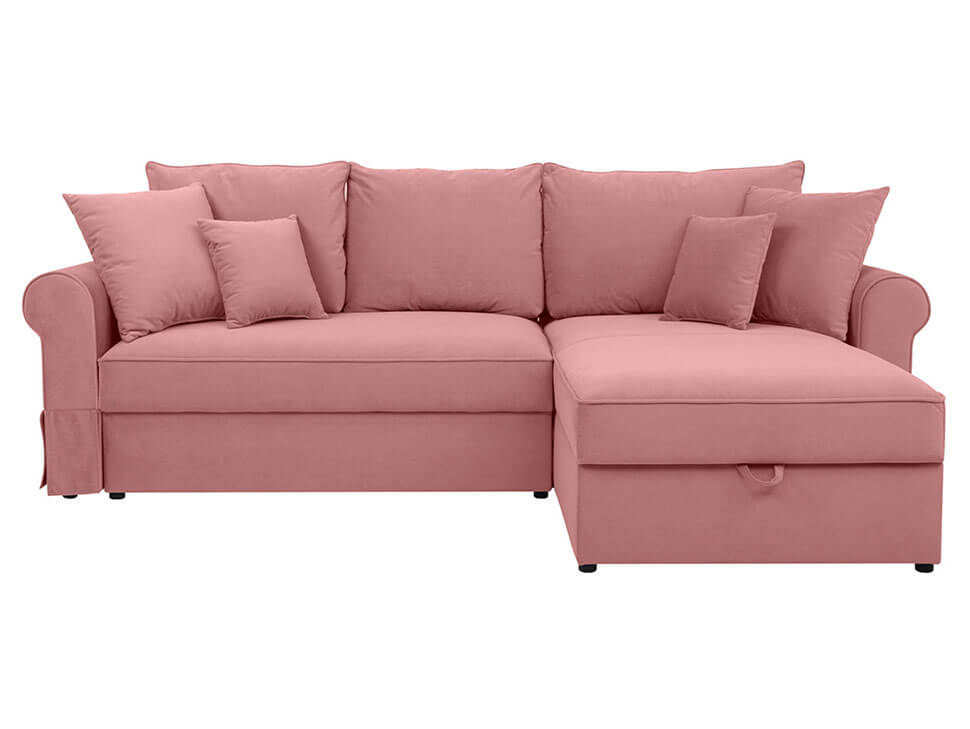 ZOYA LUX 2DL.URCBK BRW Pink Corner Fold Out Storage BLACK RED WHITE Upholstered Sofa Bed-Mavel 52 Pink